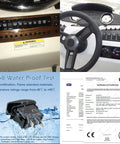 3 Pin Boat Rocker Switch SPST On Off Waterproof IP68 For Marine Use 12V 24V Dual Voltage With Blue LED Indicator, Easy Wiring, Heavy Duty Marine Grade Panel Mount, Ready To Wire For Boats Yachts Pontoon installed on boat dashboard