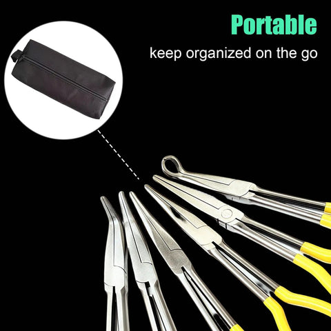 Four Piece Hose Clamp Pliers Set With Case For Auto Repair, Ring Type Adjustable Hose Removal Pliers Up To One Point Six Inches