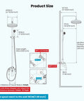 Antique Brass Shower Faucet With 8 Inch Rain Head And Handheld Spray Double Lever Handle Tub Spout Triple Function Wall Mount Bath Fixture Anti Rust Corrosion Resistant Built To Last diagram with measurements