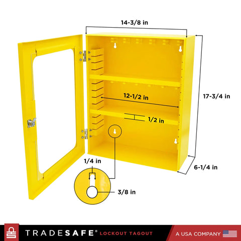 Lockout Tagout Cabinet For Unfilled Station Wall Mountable LOTO Box Industrial Grade 19 Gauge Steel With Durable Shackle Holders