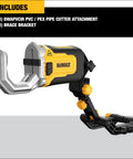 Impact Connect PVC And PEX Cutter With Quick Change Brace Bracket for 6x faster cuts, shown with included brace bracket.