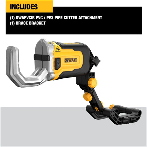 Impact Connect PVC And PEX Cutter With Quick Change Brace Bracket for 6x faster cuts, shown with included brace bracket.