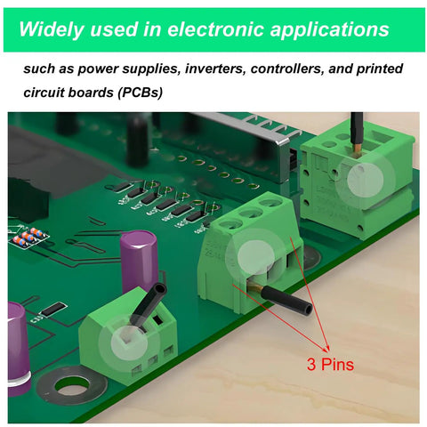 50 Pack 2.54mm Pitch Screw Terminal Block Kit 2P 3P 4P PCB Mount Connectors for Arduino and Raspberry Pi installed on PCB