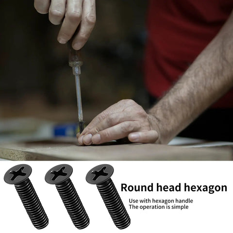 Man using screwdriver with 580 Pcs M3 M4 M5 Screws and Nuts Set Black Countersunk Phillips Flat Head Machine Screws with Washers Carbon Steel Assortment Kit