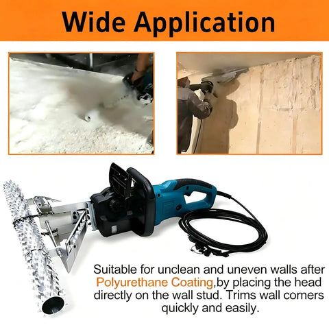 Professional Grade 1800W Spray Foam Planer Cuts Polyurethane Walls tight and clean, ideal for trimming foam insulation.