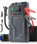 Go To Roadside Lifesaver Jump Starter With Air Compressor 5 In 1 Power Pack 5500A Peak 150 PSI Digital Tire Inflator Portable Car Charger Jumper For 9.0L Gas Or 7.5L Diesel With LED Light And Tire Pressure Monitor, showing digital display, cables, and case