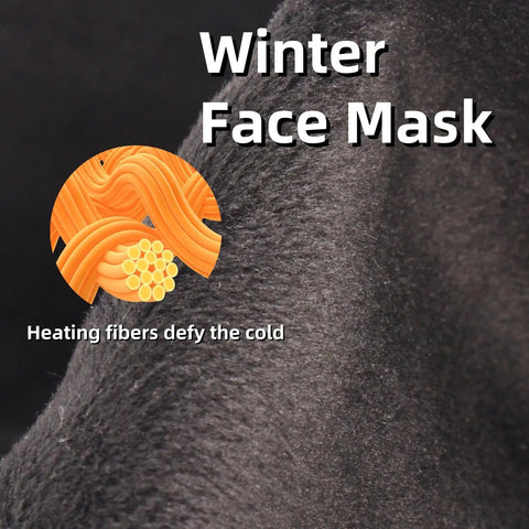 Winter Balaclava Ski Mask For Men And Women, Padded Windproof Full Envelope Face Cover material close-up with heating fibers.