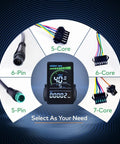 Ebike Display M6C UART No 2 Protocol LCD Cycling Computer with connector options, 5 to 7 core cables, central screen display