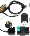 Ignition Coil Starter Solenoid Voltage Regulator CDI Kit For Chinese ATV Quad Dirt Bike Go Kart 4 Stroke Engines 90cc 110cc 125cc Fits Tao Tao Coolster Kazuma Lifan SSR Roketa Baja And Dirt Bike Parts