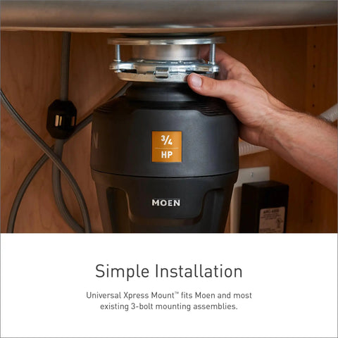 Person installing Prep Series One Half Horsepower Continuous Feed Garbage Disposal With Fast Track Technology under sink