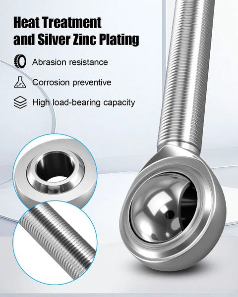 Left Hand Three Quarter Inch Heim Joint Rod End With Jam Nut Three Quarter Inch Bore Four Inch Long Steering Joint Built For Heavy Duty Off Road Projects Beefy Precision Ball Joint Assembly, silver zinc plated