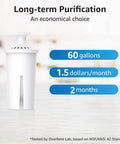 Brita And Mavea Compatible Water Filter Replacement Pack with 60 gallons, $1.5/month, 2 months usage in kitchen setting