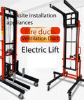 Heavy Duty Electric Lifting Platform For HVAC And Cold Storage Install With Thickened Steel Build to Safely Hoist duct components.