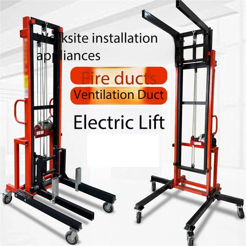 Heavy Duty Electric Lifting Platform For HVAC And Cold Storage Install With Thickened Steel Build to Safely Hoist duct components.