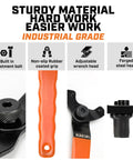 Universal Adjustable Pin Wrench For Angle Grinders And Power Tools With No Hassle Twist Knob Adjustment Heavy Duty Carbon Steel Spanner with rubber grip.