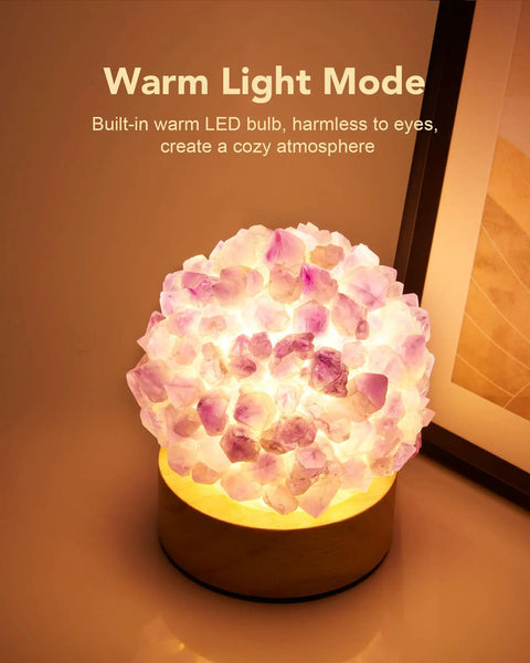Mini Crystal Table Lamp With Warm Soft LED Light For Home Decor Eye Friendly Night Light Chic Natural Crystal Accent glowing