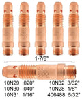 Dope 5/32 inch TIG Collet Body Kit Fits Torch Models 17 18 And 26 Premium Copper Build with various sizes in a pack of 5.