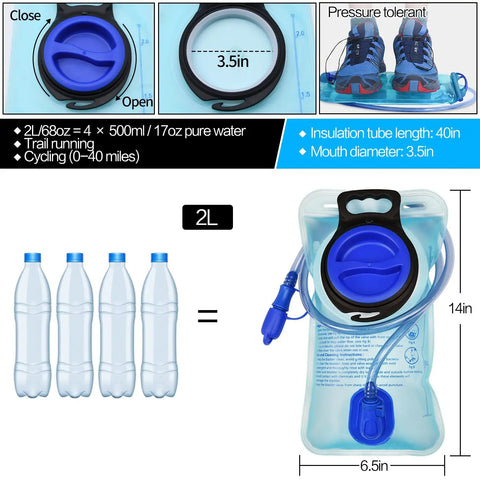 Hydration Bladder With Large Opening For Easy Fill, Leakproof Water Reservoir Bag In 1.5L To 3L Size Options, Perfect For Cycling, Hiking, And Camping, 2L Pack Included