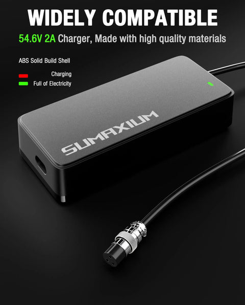 54.6V 2A EBike Charger For 48V Lithium Battery With M16 Connector Fast Charging And Overload Protection UL Listed Bicycle Power Adapter