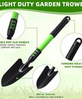 Light duty garden trowel with durable, non-slip handle from Six Piece Small Garden Shovel Set With 16.93 Inch Long Handles.