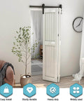 Beefy Heavy Duty 3.5 Foot Bi Folding Barn Door Hardware Kit For Two Doors, Carbon Steel Sliding Track System In Frosted Black
