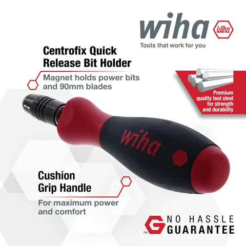 SoftFinish CentroFix Pro Grade Bit Holder With Magnetic Quick Release Holds Power Bits, 90mm Blade, ergonomic cushioned grip