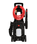 Front view of Electric Pressure Washer 1700 PSI 1.7 GPM With 11 Amp Motor, Foam Cannon, and 25 Ft Hose on compact trolley.