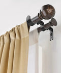 Double Curtain Rod Bracket Set 3 Pack Wall Mounted Metal Holders For 1 Inch Curtain Rod Black Finish Sturdy Curtain Rod Brackets