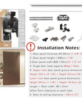 Concealed Trackless Sliding Door Kit For Barn Doors And Cabinets With Soft Close, Whisper Quiet Aluminum Rails And Nylon Silent Rollers, Hidden Bypass Track Design, Easy Install, 170cm Length, installation notes.