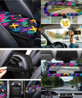 Dope Neon Abstract Car Seat Cover Set 16 Piece For Front And Rear Seats With Shoulder Pads Steering Wheel Cover on car interior