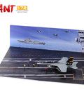 Six Piece One Seventy Two Scale US Aircraft Carrier Deck Crew Figures Set beside model aircraft on carrier deck