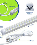 V Shaped Two Foot LED Shop Light 20W 5000K Daylight 2500LM Linkable Plug In Ceiling Lighting components and dimensions