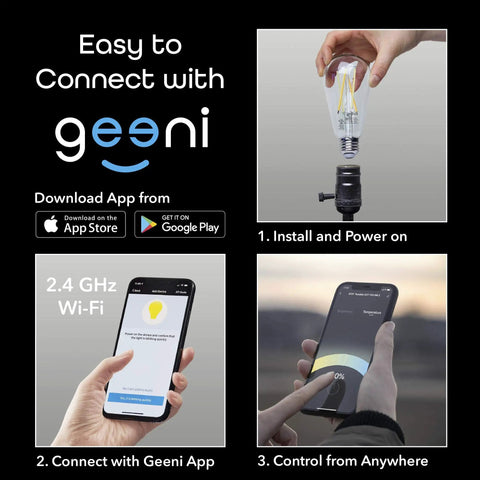 Smart ST19 Edison LED Light Bulb 2 Pack Tunable White App Controlled Dimmable Works With Alexa And Google Home WiFi setup guide.