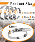 Stainless Steel Hose Clamp Kit 20 Pcs 40 To 108 mm Adjustable Worm Gear Assortment For Fuel Lines Auto System Dryer Vent