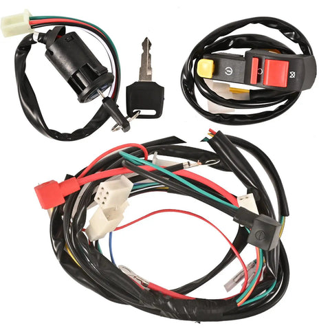 All In One ATV Wiring Harness Kit With Solenoid Relay Regulator CDI Spark Plug Coil For 4 Stroke 50cc 70cc 90cc 110cc 125cc Dirt Pit Bike Quad Buggy And Electric Start Engine