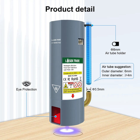 Image of Upgrade Your 3018 CNC Engraving With A 10W Laser Module With Air Assist Built-In FAC Double Ultra-Fine Spot Head on display with specs.
