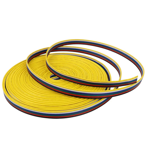 6 Pin 22 AWG RGBWW LED Strip Wire Extension Cable 33 Feet 10 Meters Flexible PVC Jacket Copper Strands For 3528 5050 RGBCCT