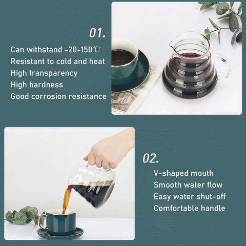 Craft Your Perfect Chilled Cup With This Sleek Glass Cold Brew Drip Tower Featuring Precision Flow Valves And A Solid Wood Base, showing coffee being poured.