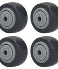 Jauarta Directional PU Wheel, Furniture Trolley Caster set of four durable polyurethane wheels with sleek black design.