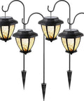 4 Pack Solar Pathway Lights With Shepherd Hook Hangers, Waterproof Hanging Lanterns For Your Yard Garden Or Porch, 34 Inch Tall
