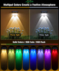 12 Pack Solar Fence Lights Slinging 50 Lumens Of Seriously Bright Glow Featuring Twelve Adjustable RGB Modes To Kick Up The Vibe On Your Patio Deck Or Backyard Railing Weatherproof Outdoor Lighting Solution Built To Last in warm and white light.
