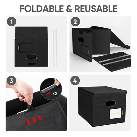 Collapsible File Organizer Box With Lid Featuring Slick Glide Rails For Letter Size Documents Made From Sturdy Polyester To Keep Your Desk Files Nifty And Totally Legit Neat