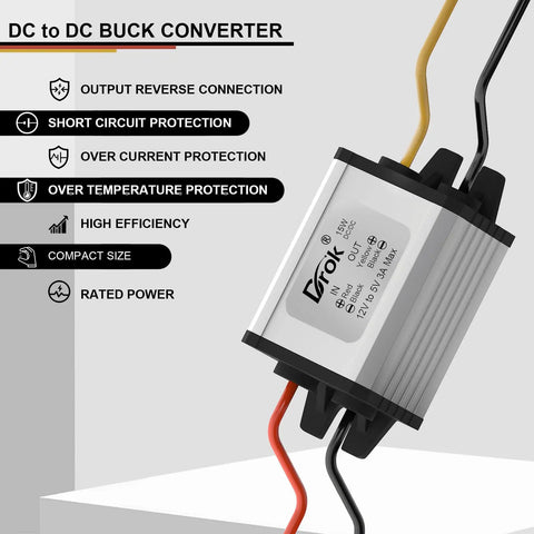 Waterproof 12V To 5V Buck Converter With 8 To 35V Input Delivers Stable 5V At Up To 3A 15W for car audio, LED displays, motors.
