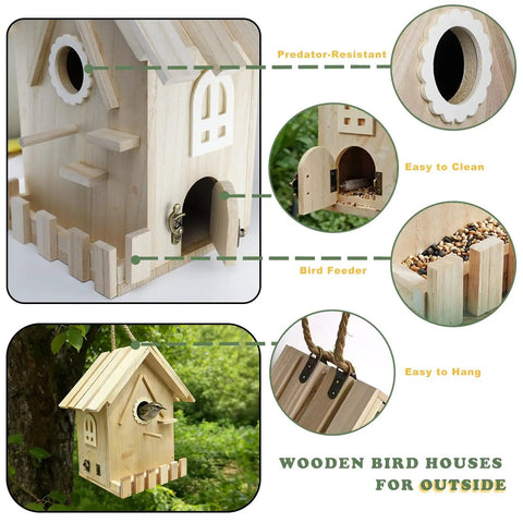 Large Wood Bird House Kit For Outdoors DIY Weekend Project For Adults Build It Yourself With Pre Cut Pieces and Brush