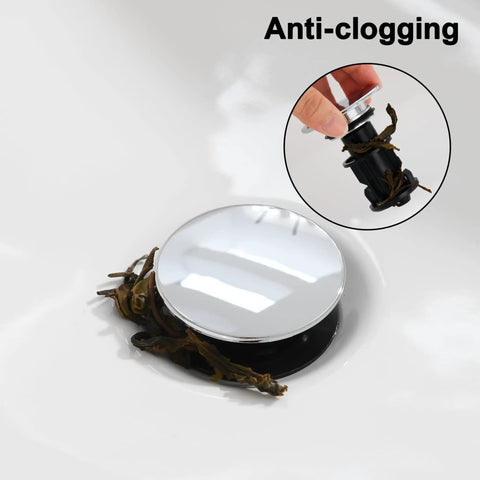 Heavy Duty Chrome Pop Up Bathroom Sink Drain With Overflow Stopper Boasts Smooth Push Glide Action No Fuss Vanity Upgrade Durable Strainer Traps Hair Defeats Daily Gunk Keeps Drains Flowing Smooth Now And Forever