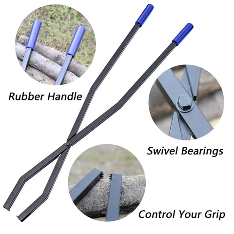 40 Inch Fire Tongs For Fire Pit Heavy Duty Firewood Grabber Tool Metal Log Grabber For Large Logs Rustproof Safely Moves Firewood At Outdoor Bonfires Campfires And Backyard Gatherings