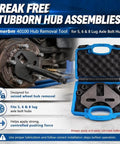 Built Tough Wheel Hub Puller Kit Compatible With 5 6 And 8 Lug Cars Trucks Steel hub removal tool with slotted plate in case.