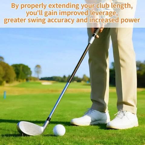 Golfer using club with 5 Pcs Golf Shaft Extenders Steel 0.60 Inch Diameter 30.8 Cm Long Each Fits Two Clubs Putter Extension Kit