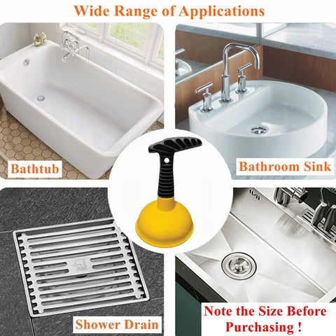 Compact Mini Sink Plunger With Short Handle That Slams Down Grease And Food Clogs Instantly Uses Thick Soft Rubber To Keep Your Drains Flowing Smooth As Butter In Classic Yellow for kitchen, bathroom, shower, and bathtub.