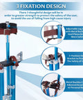Adjustable Drywall Stilts 24 To 40 Inches With Lightweight Aluminum Frame And Knee Pad Protection illustration showing 3 fixation designs